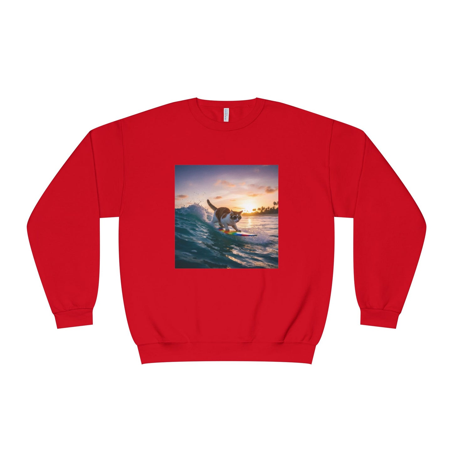 Surfing Cat Unisex NuBlend Crewneck Sweatshirt style 2