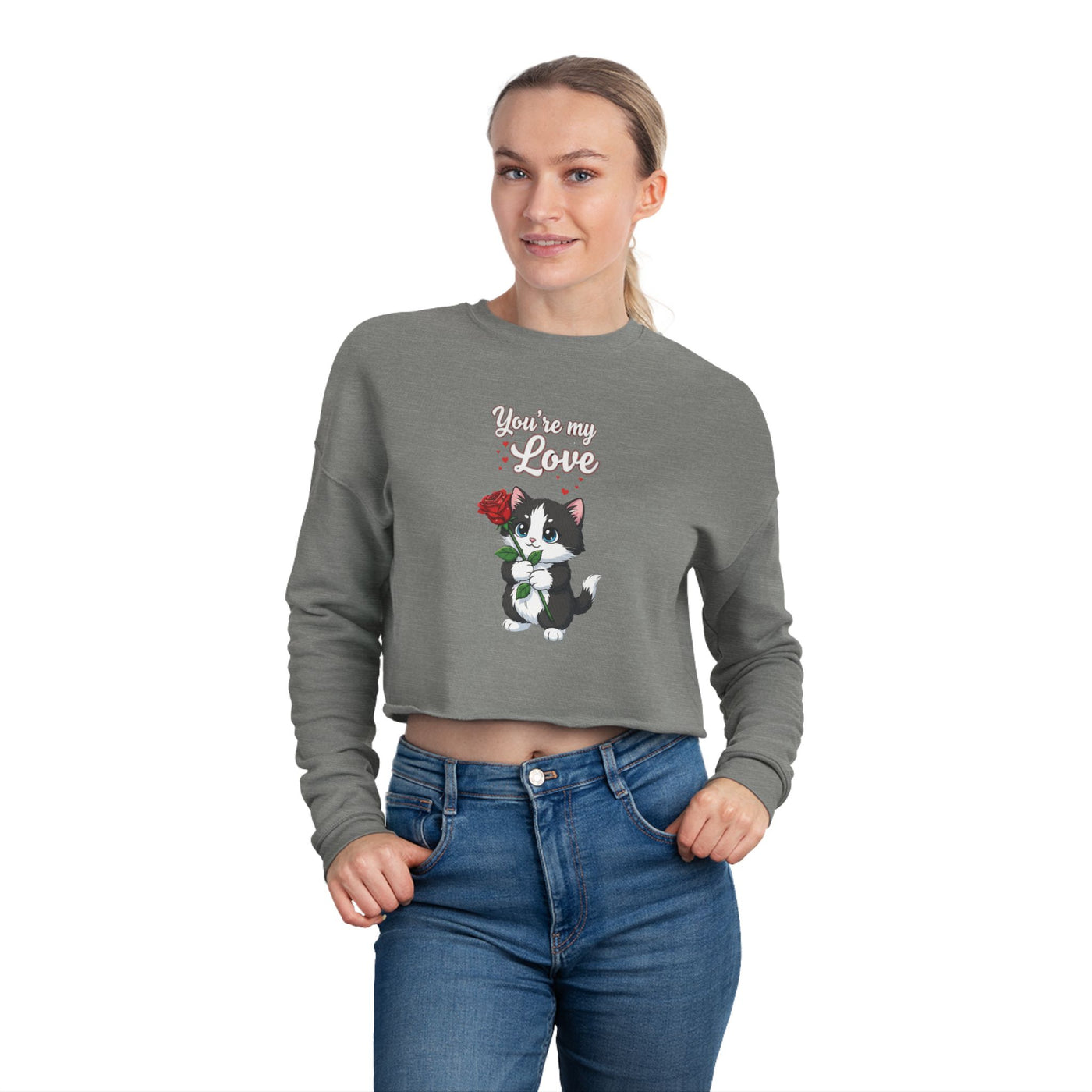 Cropped Cat Lover Sweatshirt - You're My Love style 1