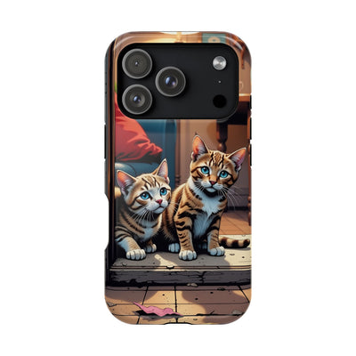 Cute Cats Magnetic Phone Case comic style 1, Cat Lover Gift, Impact-Resistant iPhone Case, Funny Pet Accessory, Unique Animal Design