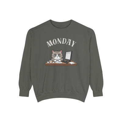 Monday Face Cat Stares Blankly Unisex Crewneck Sweatshirt style 5
