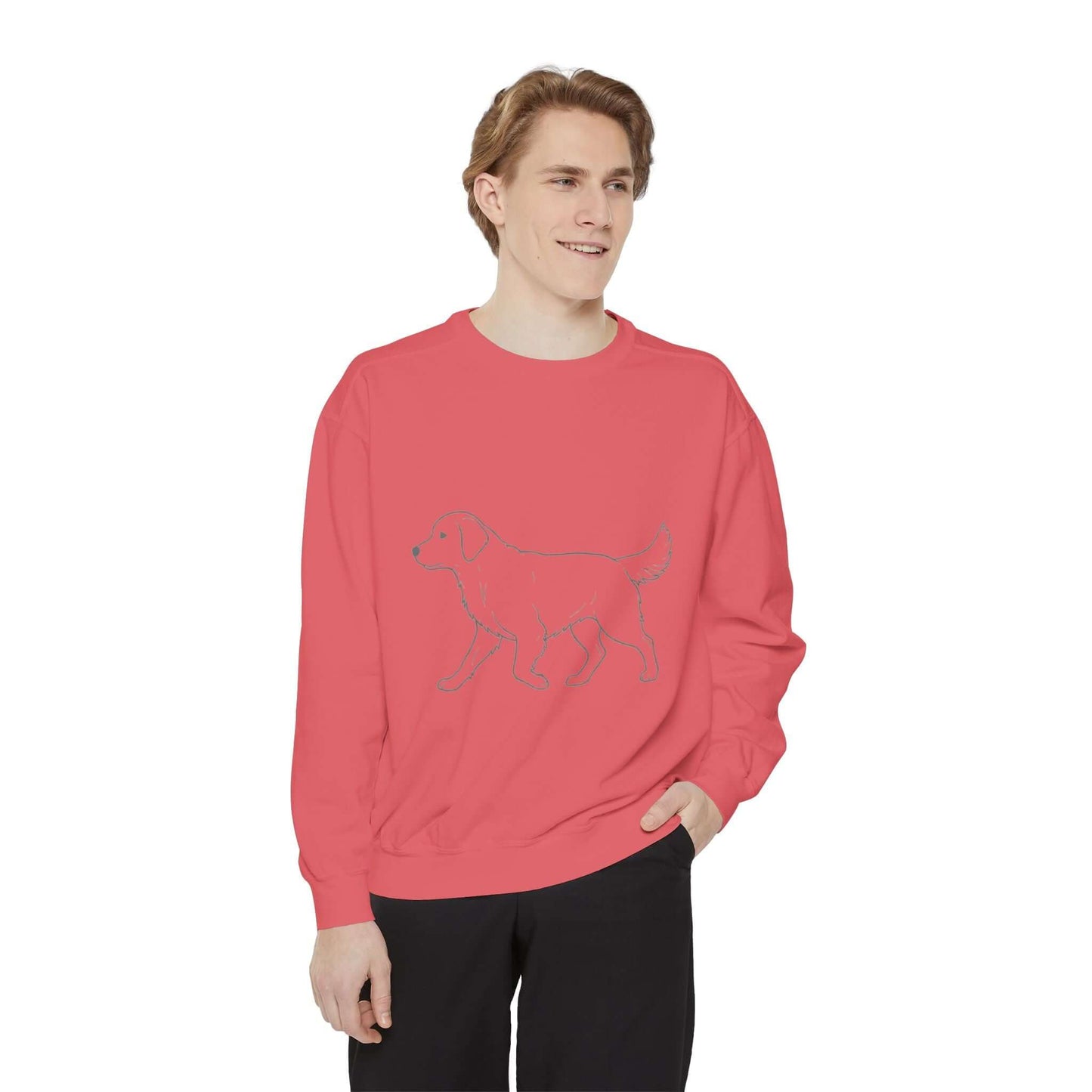 Walking Dog Shadow Cozy Graphic Unisex Crewneck Sweatshirt style 1