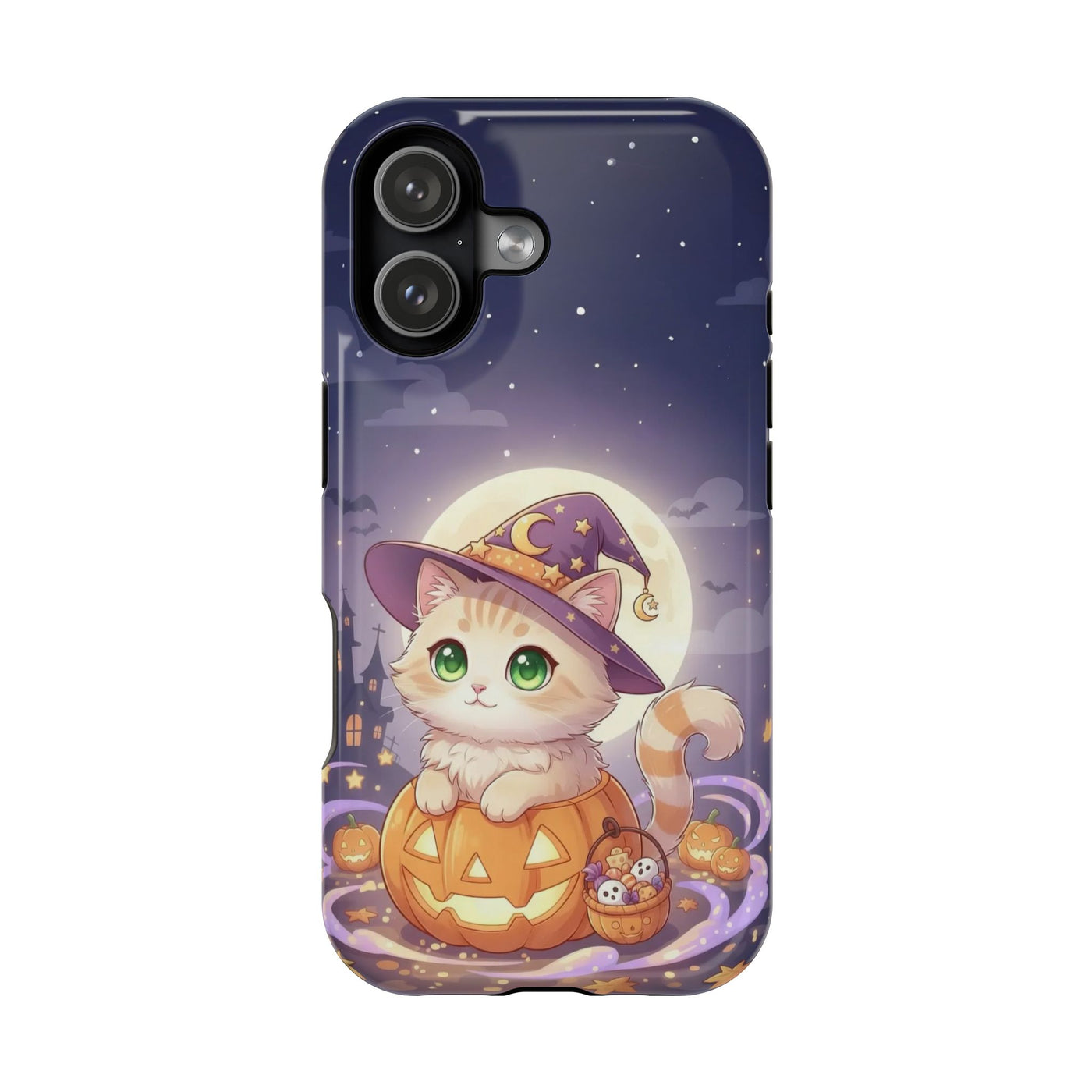 Halloween cute kitten anime style 4 Magnetic Phone Case, Cat Lover Gift, Impact-Resistant iPhone Case, Funny Pet Accessory, Unique Animal Design