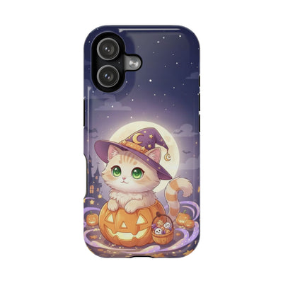 Halloween cute kitten anime style 4 Magnetic Phone Case, Cat Lover Gift, Impact-Resistant iPhone Case, Funny Pet Accessory, Unique Animal Design