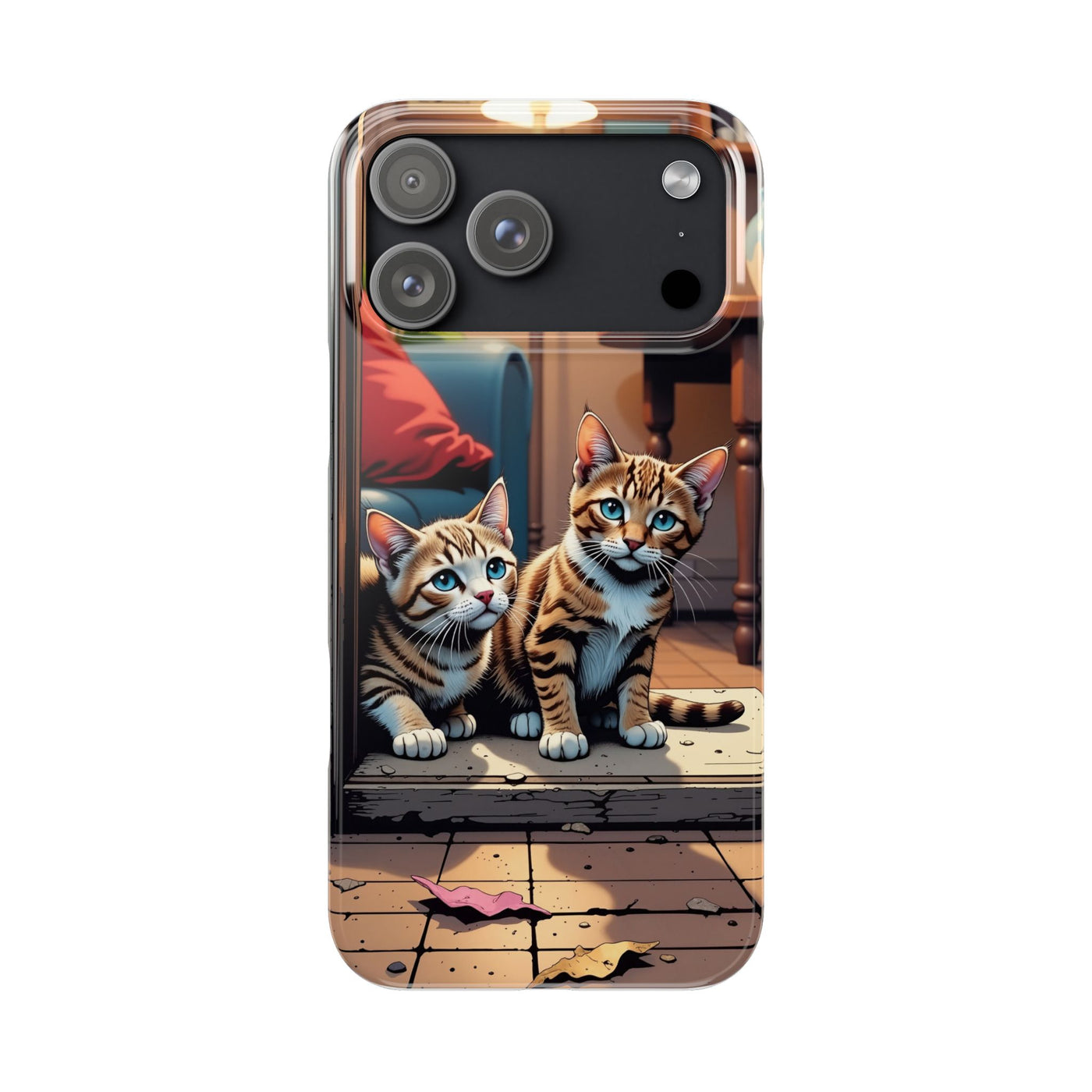 Cute Cats Slim Phone Case comic style 1, Cat Lover Gift, Impact-Resistant iPhone Case, Funny Pet Accessory, Unique Animal Design