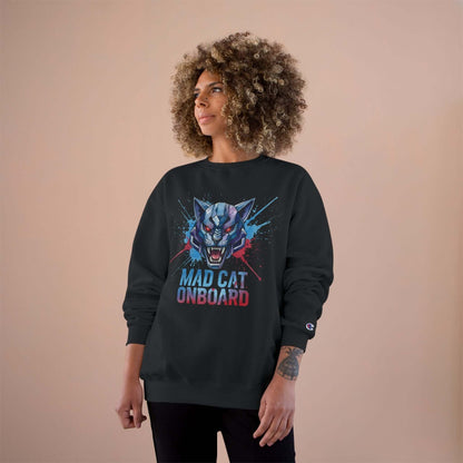 Mad Cat Onboard Graphic Champion Crewneck Sweatshirt style 3