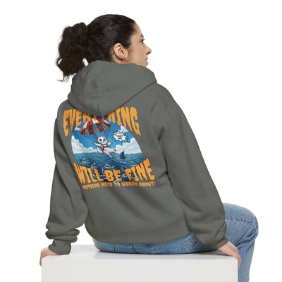Everything Will Be Fine - Cartoon Cat Graphic Unisex Pullover Hoodie