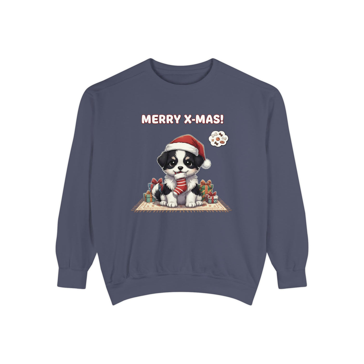 Cute Puppy waiting for Christmas presents style 7 Cozy Graphic Unisex Crewneck Sweatshirt