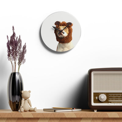 Funny Dog Lion Hat Wall Clock