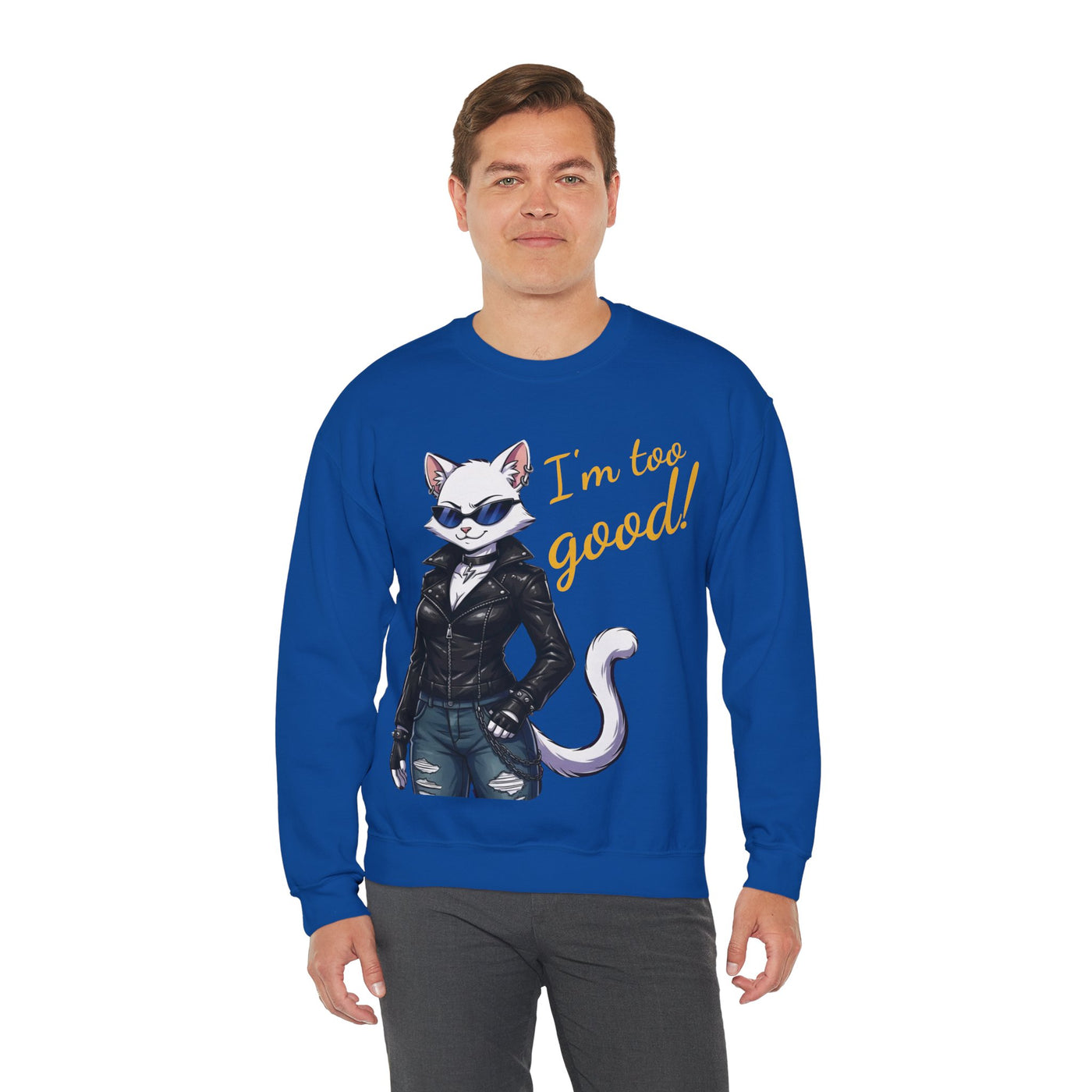 Cool Cat style 3 Unisex Crewneck Sweatshirt | Cozy Gift for Cat Lovers, Casual Wear, Unique Graphic Sweatshirt, Birthday Gift, Everyday Style