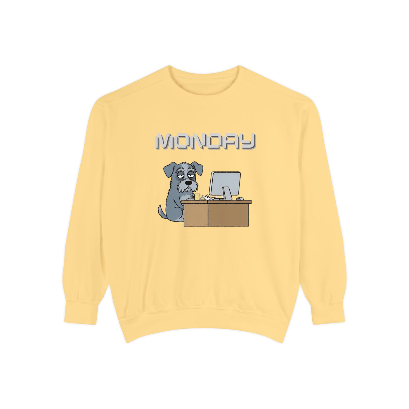 Monday Face Dog Stares Blankly Unisex Crewneck Sweatshirt style 2