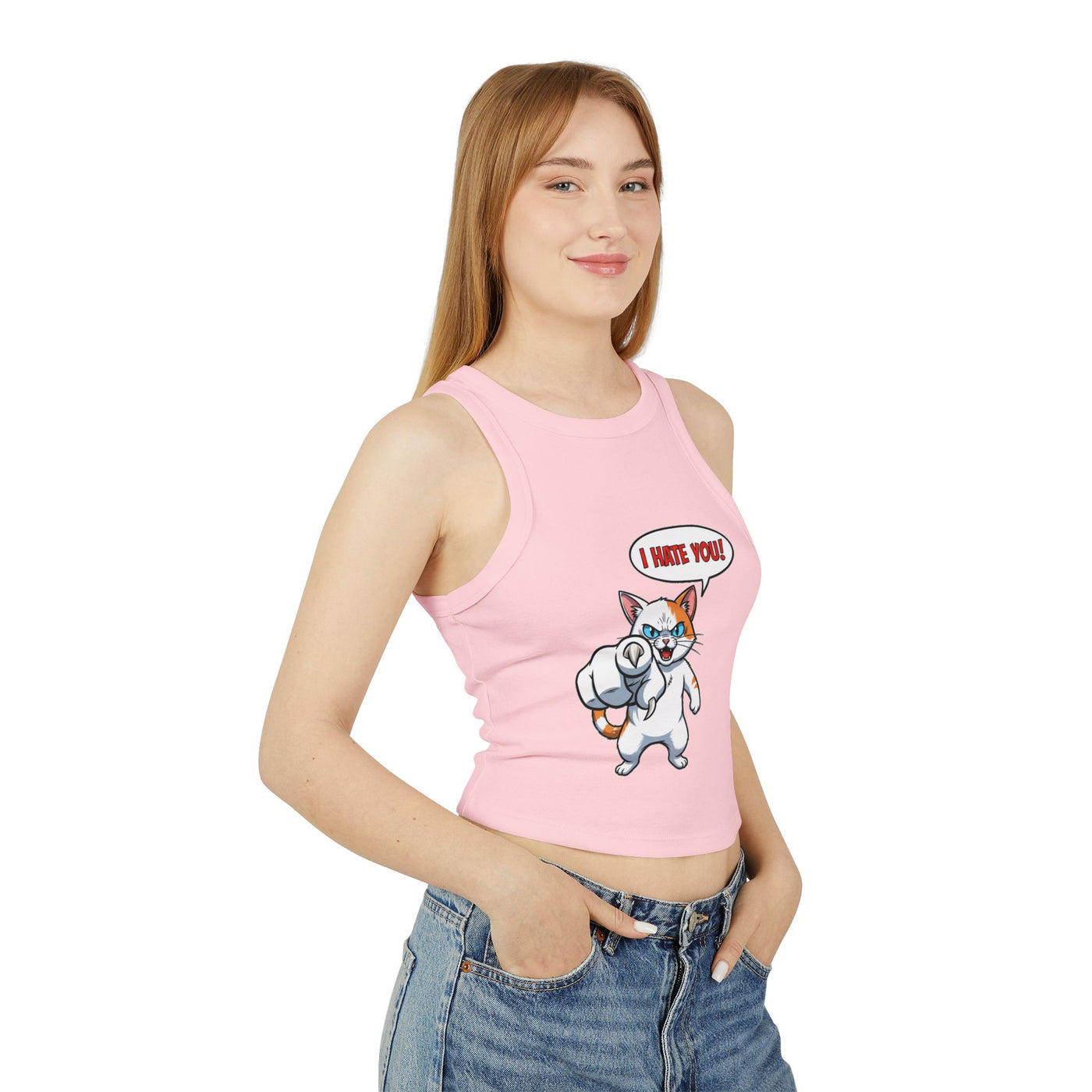 Angry Cat 'I Hate You' Graphic style 2 Women Tank Top