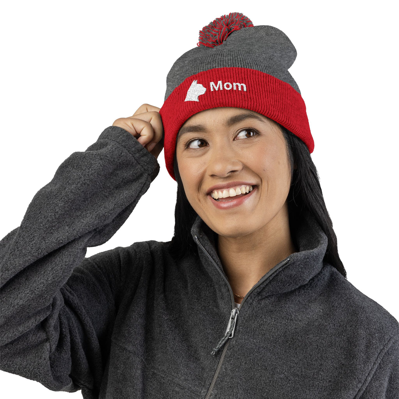 Embroidered Cat Mom Pom-Pom Knit Cap