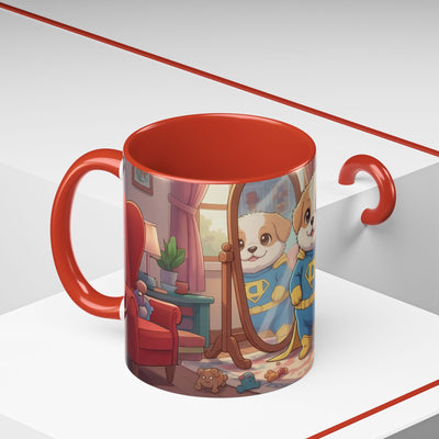 Super Pup Coffee Mug - Cute Puppy in Superhero Costume Accent Mug 11oz