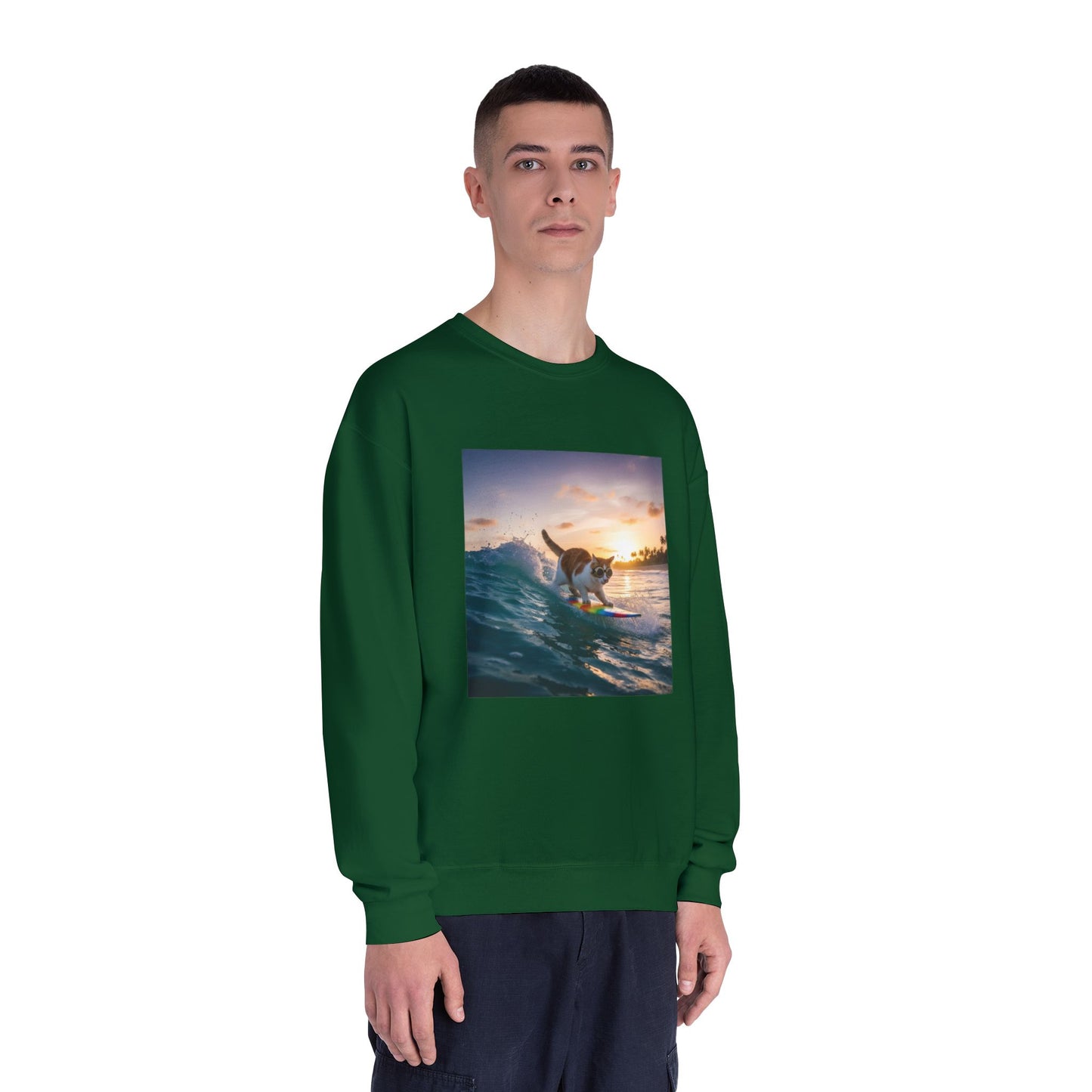Surfing Cat Unisex NuBlend Crewneck Sweatshirt style 2