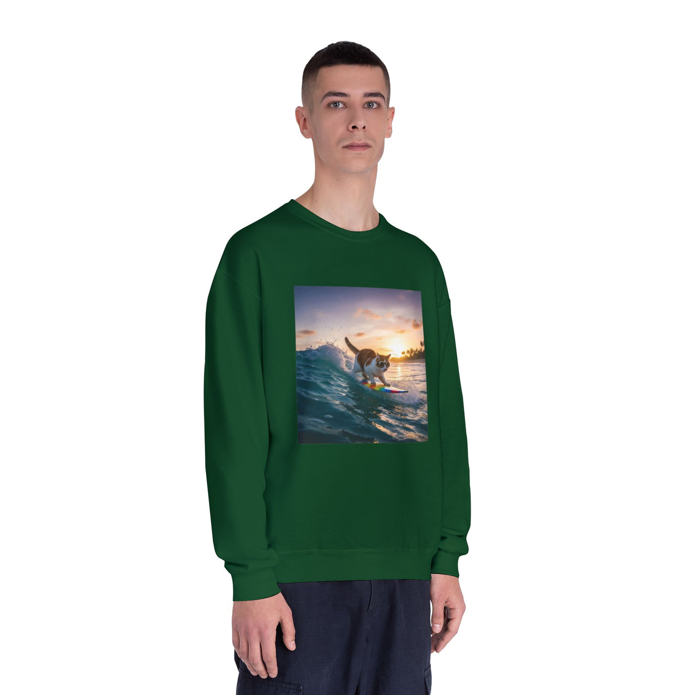 Surfing Cat style 2 Unisex NuBlend® Crewneck Sweatshirt