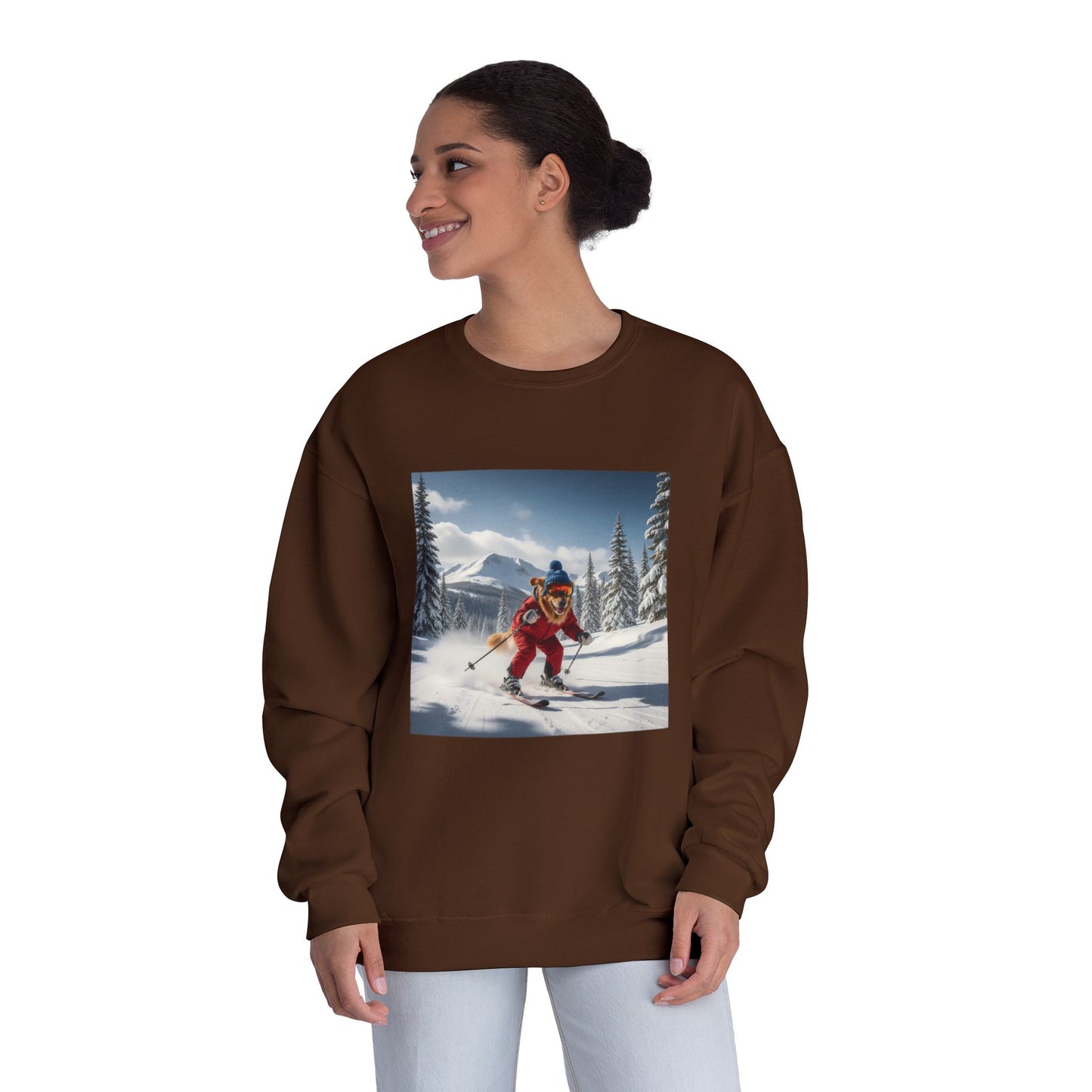 Skiing Dog Graphic Unisex NuBlend Crewneck Sweatshirt