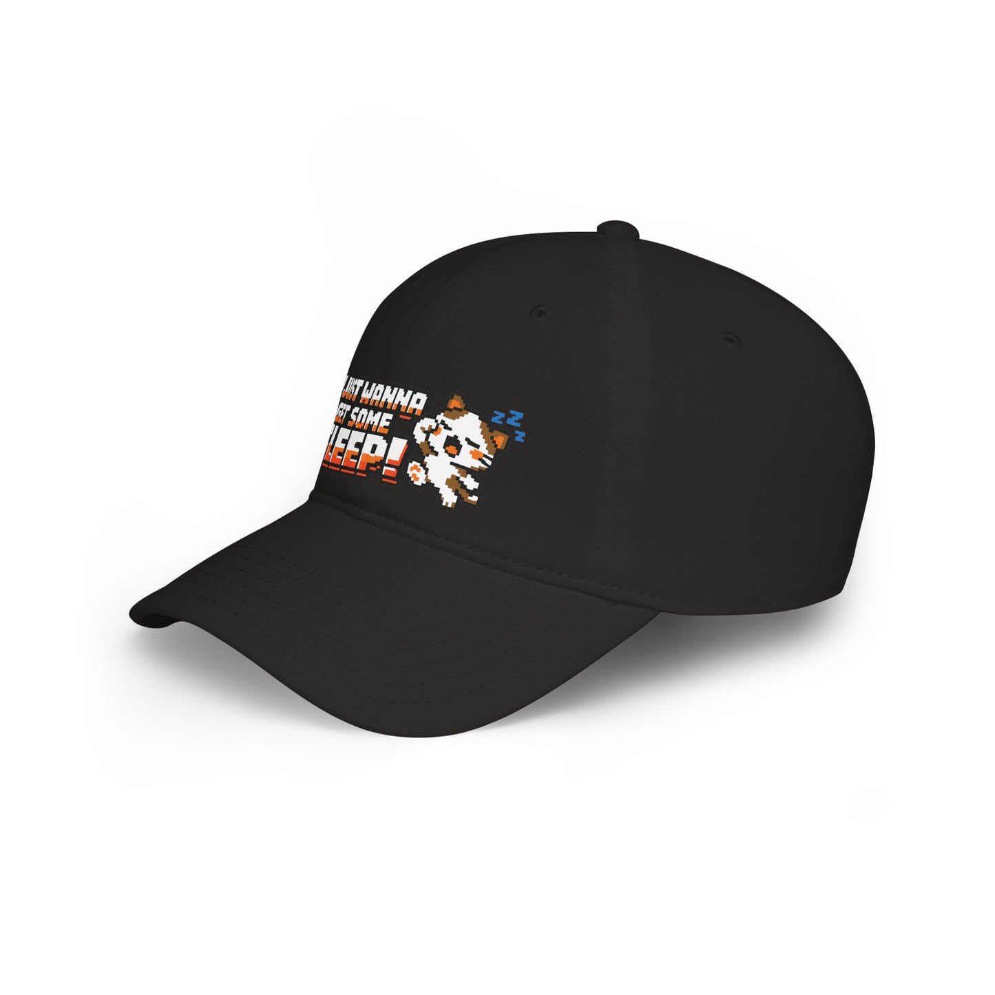 I Just Wanna Get Some Sleep Pixel Cat Low Profile Cap Hat