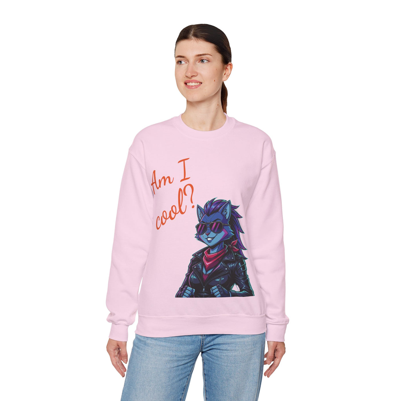 Cool Cat style 2 Unisex Crewneck Sweatshirt | Cozy Gift for Cat Lovers, Casual Wear, Unique Graphic Sweatshirt, Birthday Gift, Everyday Style