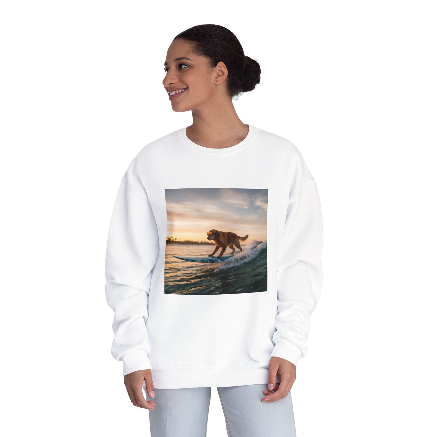 Surfing Dog Graphic Unisex NuBlend Crewneck Sweatshirt style 2