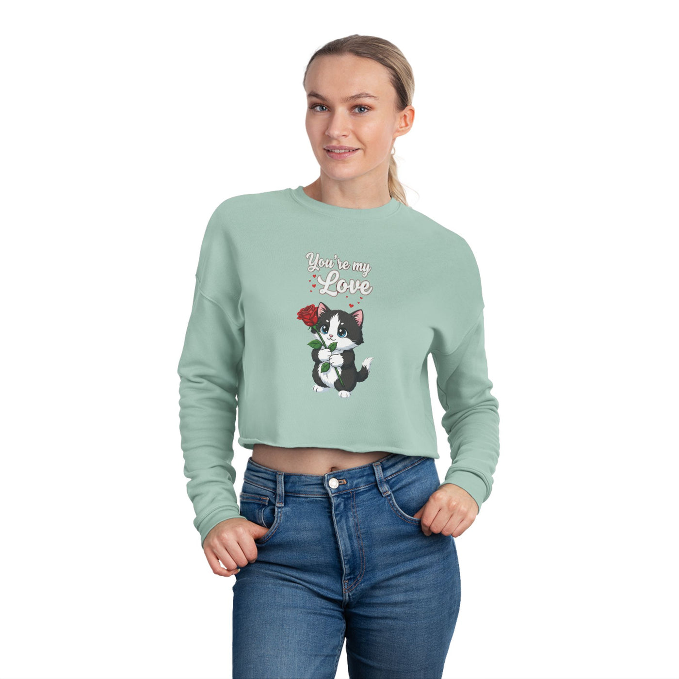 Cropped Cat Lover Sweatshirt - You're My Love style 1