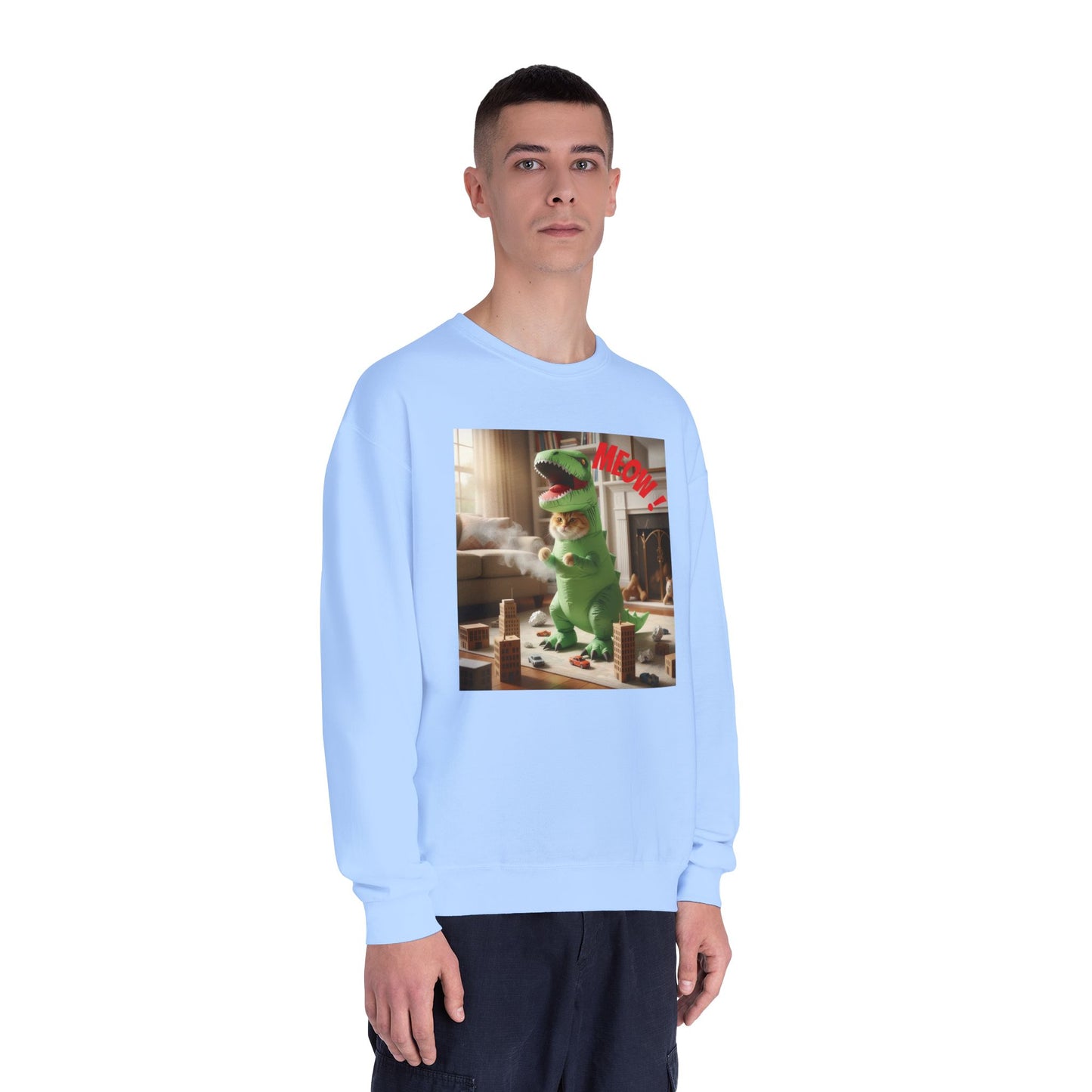 Tyrannosaurus Cat at home Unisex NuBlend Crewneck Sweatshirt