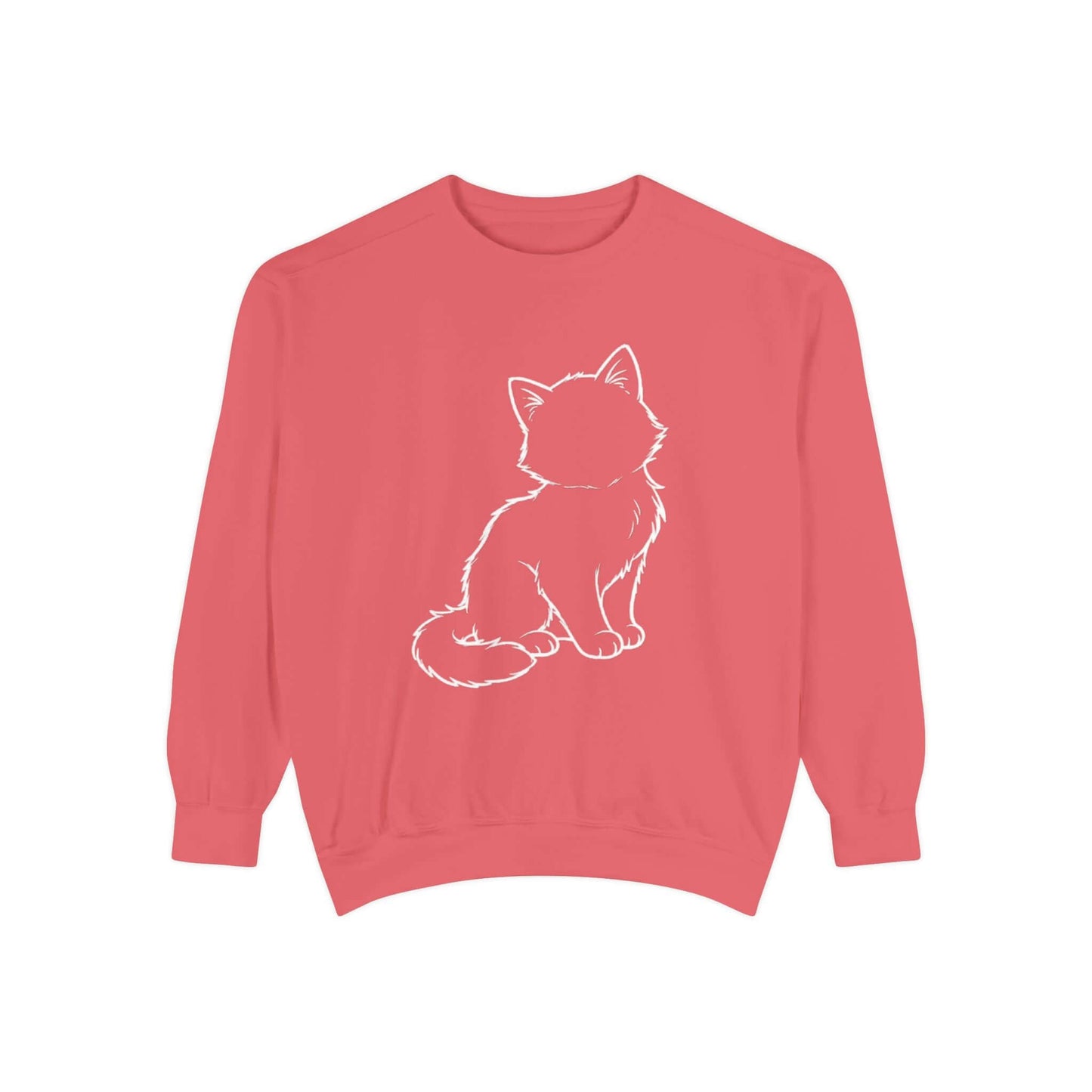 Sitting Cat Shadow Cozy Graphic Unisex Crewneck Sweatshirt style 1