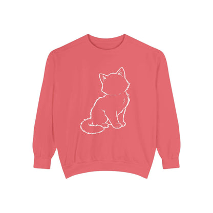 Sitting Cat Shadow Cozy Graphic Unisex Crewneck Sweatshirt style 1