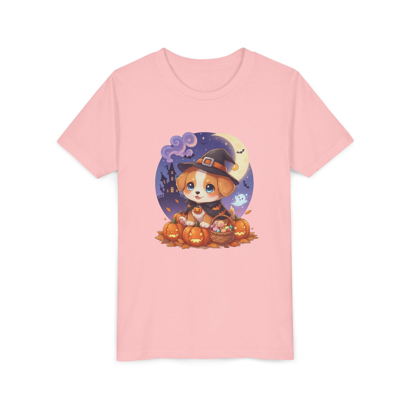 Halloween cute puppy anime style 5 Youth Tee, Short Sleeve T-Shirt, Kids Halloween Apparel, Cute Dog Tee, Fall Outfit for Children