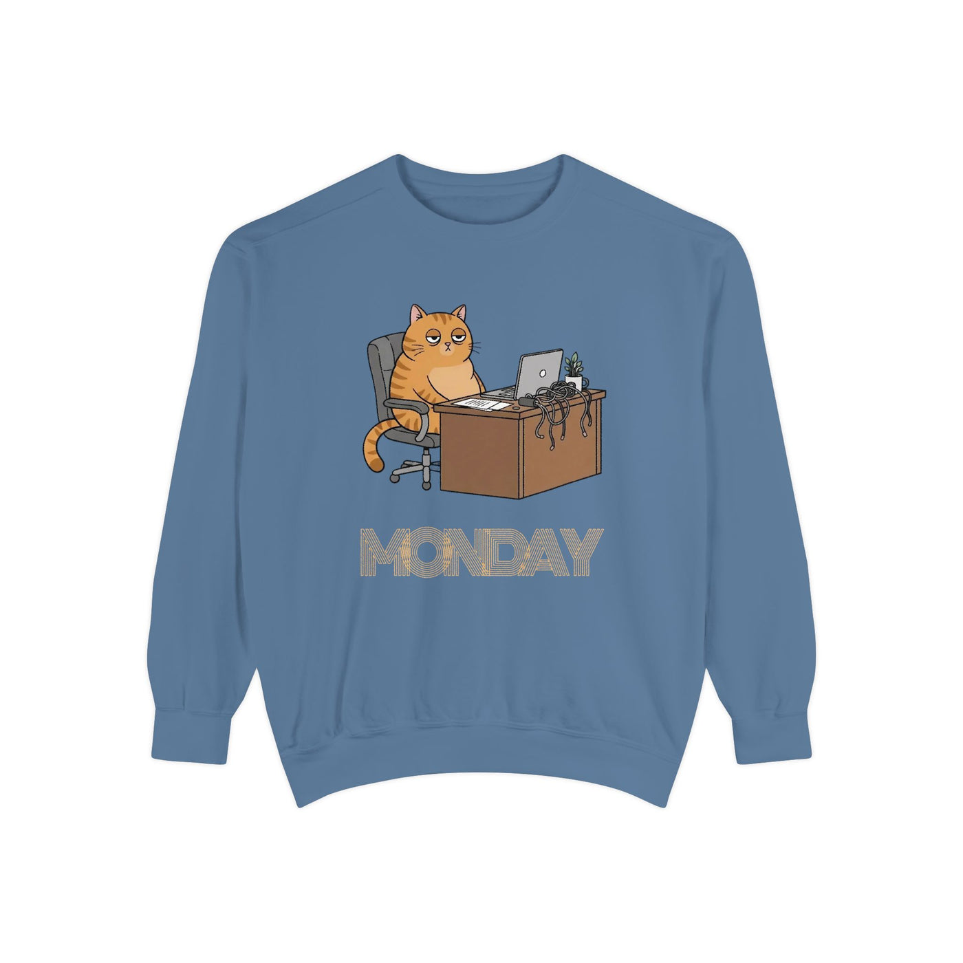 Monday Face Cat Stares Blankly Unisex Crewneck Sweatshirt style 3