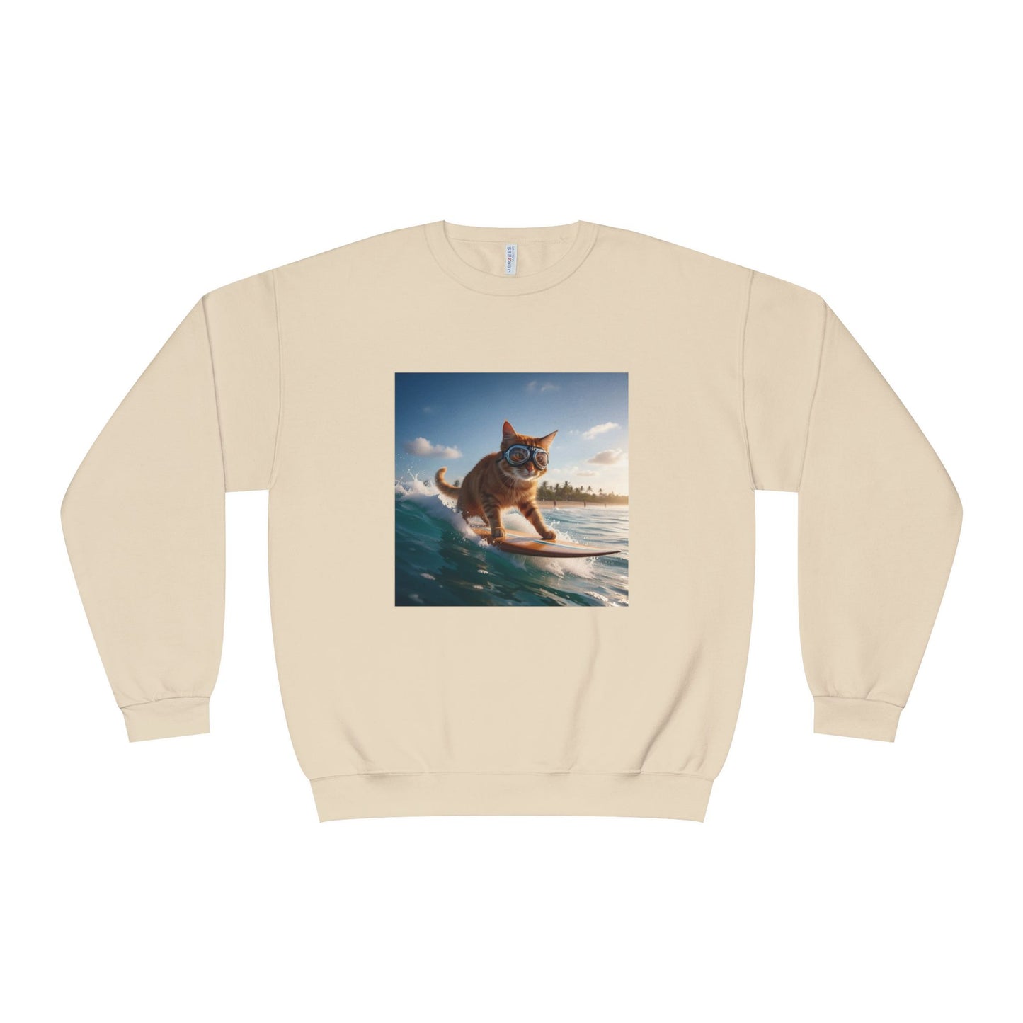 Surfing Cat Unisex NuBlend Crewneck Sweatshirt style 1