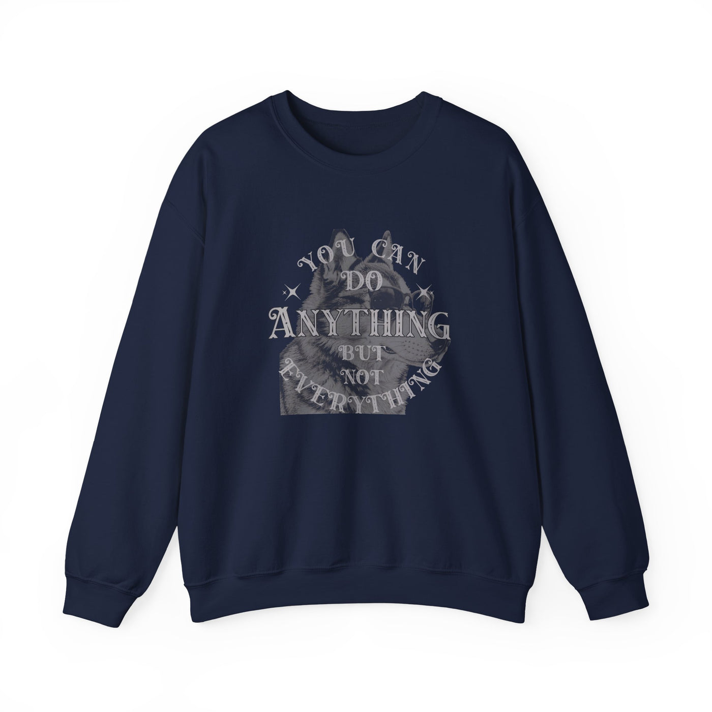 Cool dog graphic sweatshirt featuring a motivational quote and stylish design.