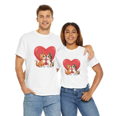 Cats in Love Unisex Tee - Cute Cat T-Shirt for Pet Lovers, Cat Owners, Sports Enthusiasts, Gifts for Animal Lovers, Casual Everyday Wear