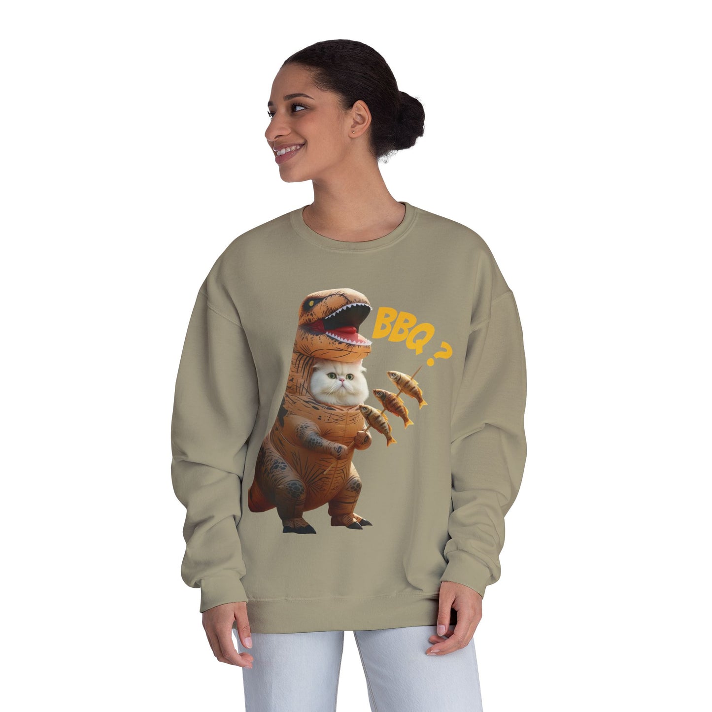 Tyrannosaurus Cat BBQ Unisex NuBlend Crewneck Sweatshirt