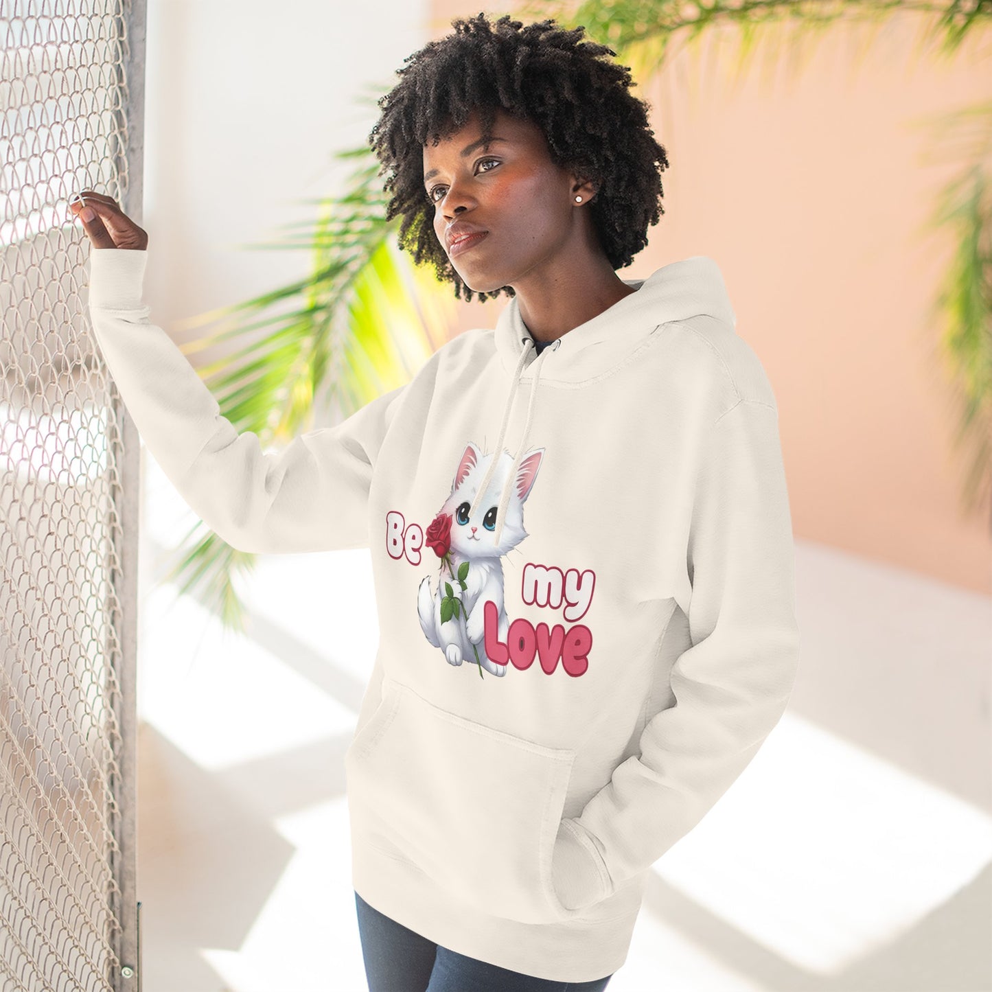 Cat Be My Love Unisex Fleece Hoodie for Cozy Comfort