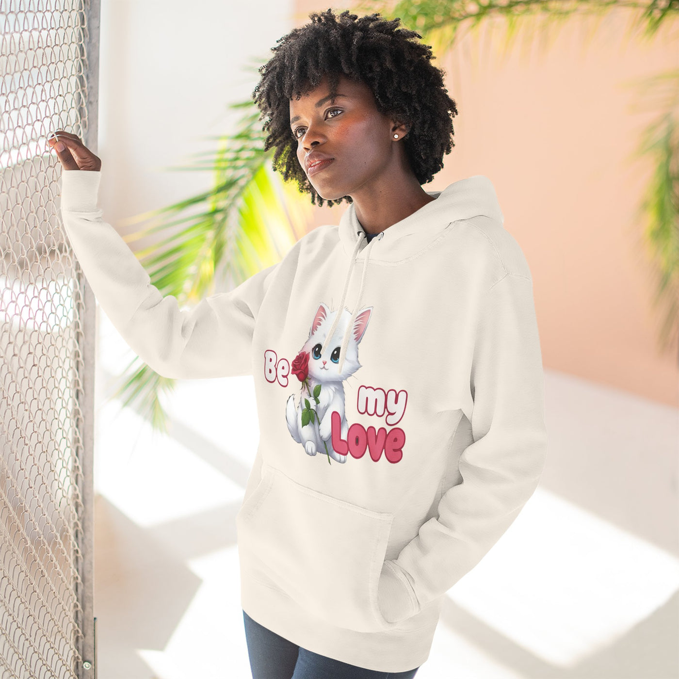 Cat Be My Love Fleece Hoodie for Cozy Comfort