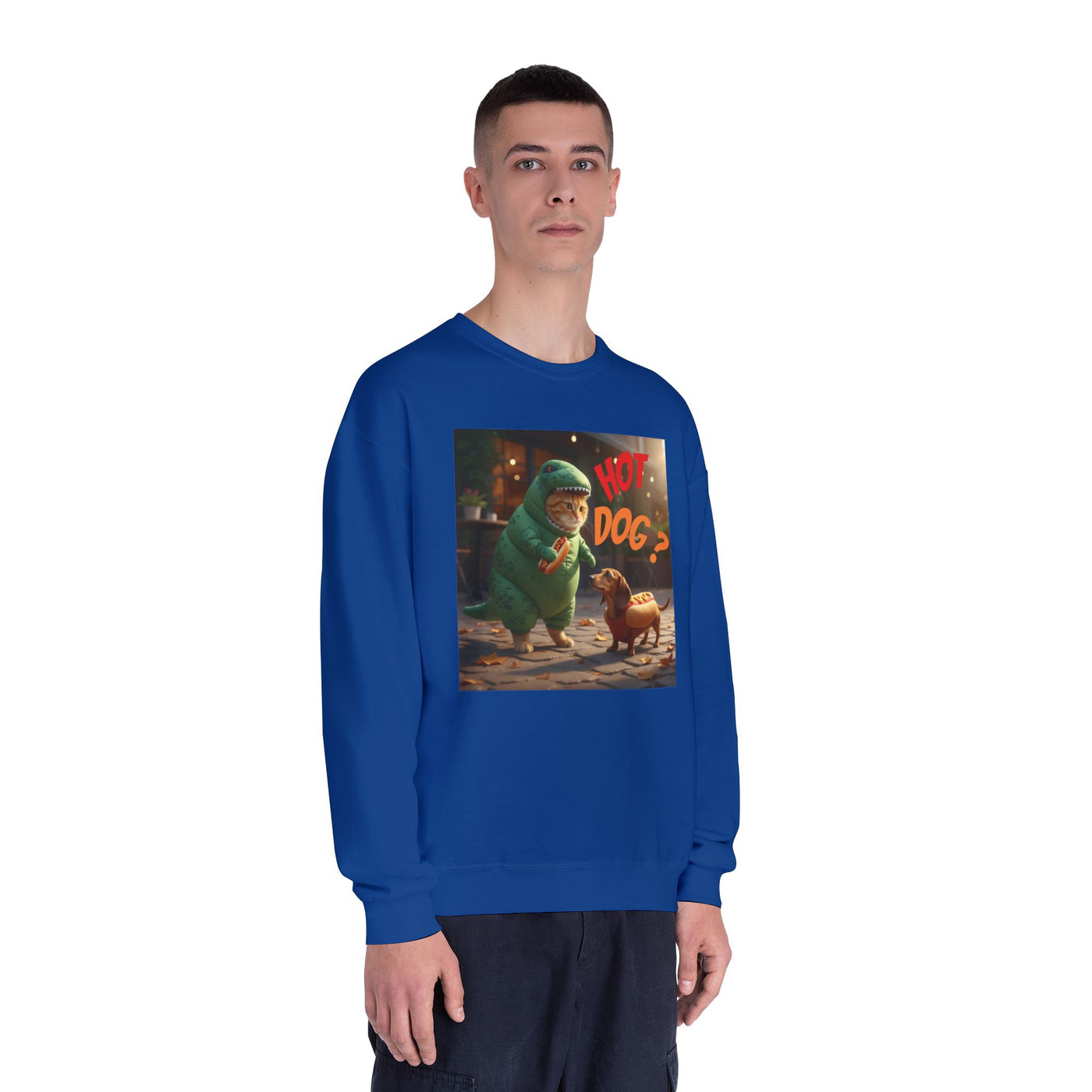 Tyrannosaurus Cat & Hot Dog Unisex NuBlend® Crewneck Sweatshirt