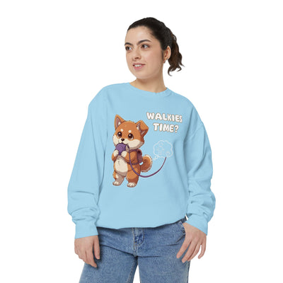 Cute Dog Walk Time style 3 Cozy Graphic Unisex Crewneck Sweatshirt