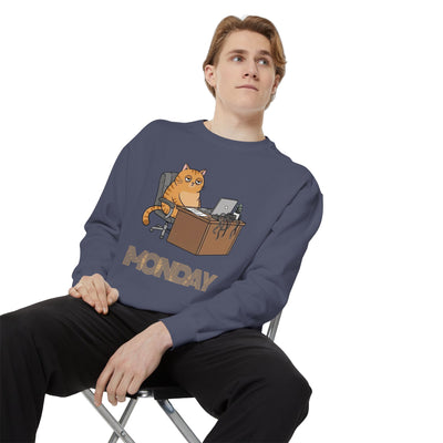 Monday Face Cat Stares Blankly Unisex Crewneck Sweatshirt style 3