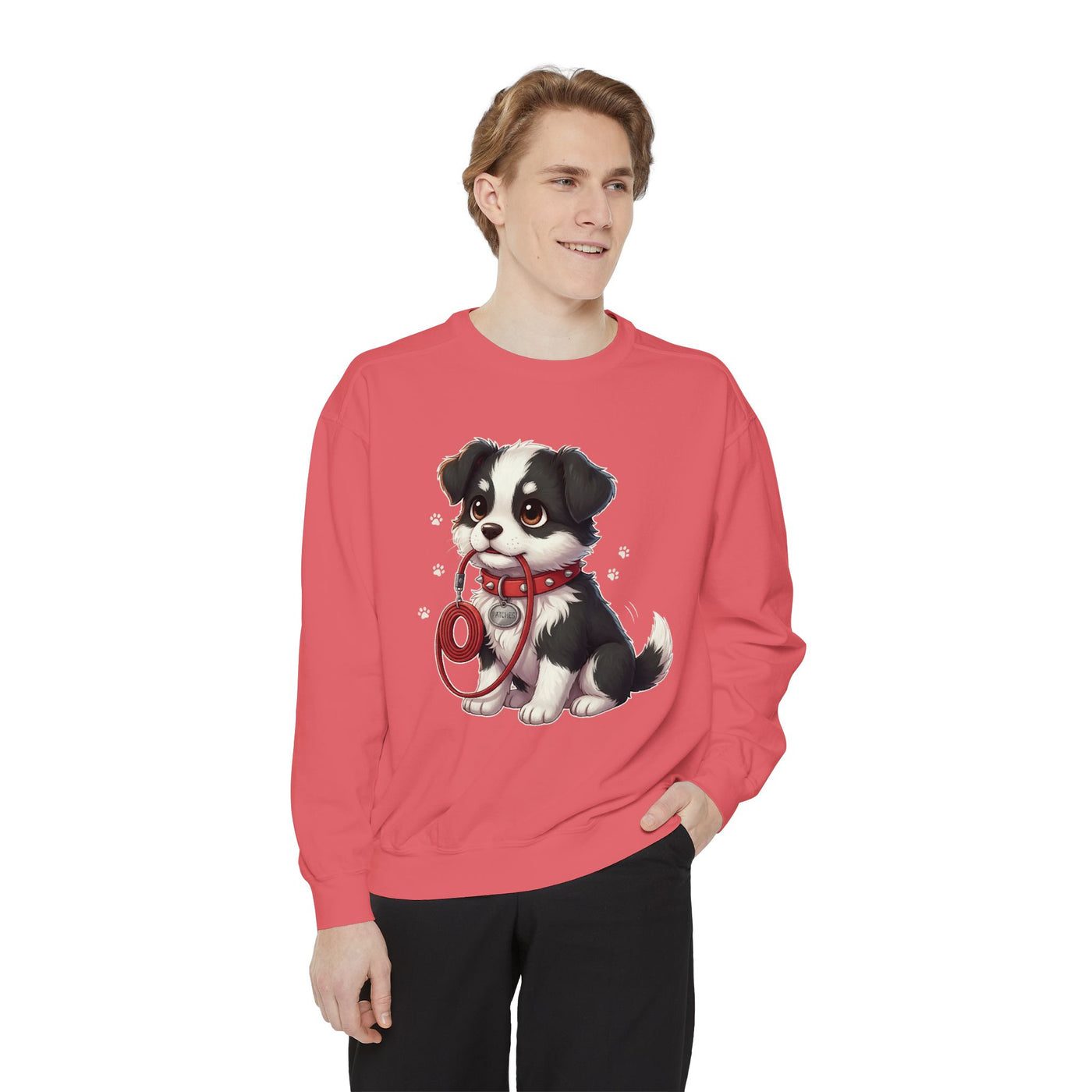 Cute Dog Walk Time style 1 Cozy Graphic Unisex Crewneck Sweatshirt