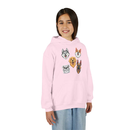 Fun Dog Heads Unisex Youth & Kids Heavy Blend Hoodie