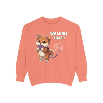 Cute Dog Walk Time style 3 Cozy Graphic Unisex Crewneck Sweatshirt