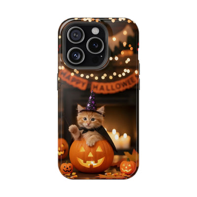 Halloween cute kitten photo style 4 Magnetic Phone Case, Cat Lover Gift, Impact-Resistant iPhone Case, Funny Pet Accessory, Unique Animal Design