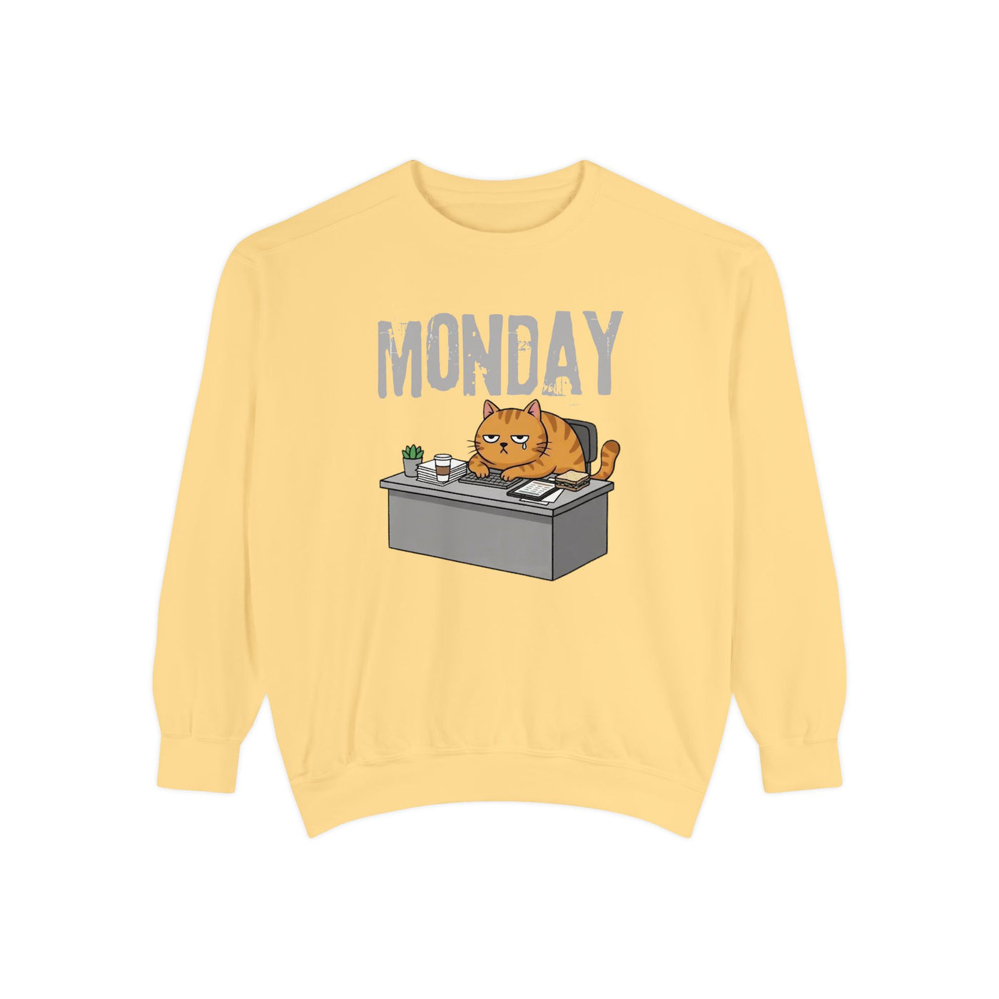 Monday Face Cat Stares Blankly Unisex Crewneck Sweatshirt style 6