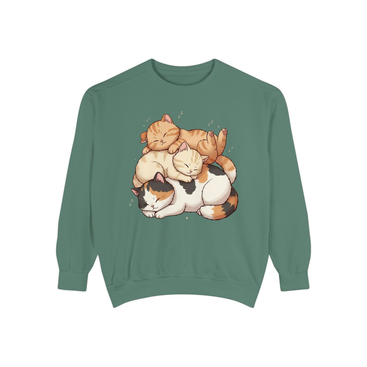 3 Cute Sleeping Cats Cozy Graphic Unisex Crewneck Sweatshirt style 1
