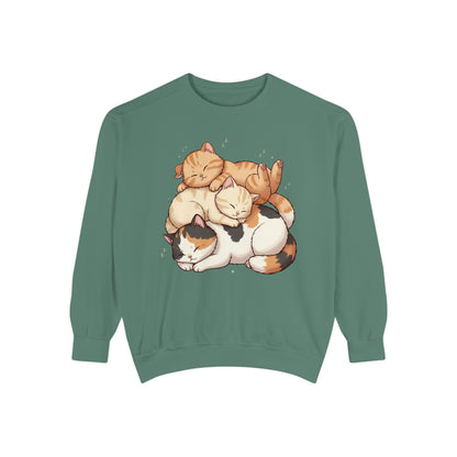 3 Cute Sleeping Cats Cozy Graphic Unisex Crewneck Sweatshirt style 1