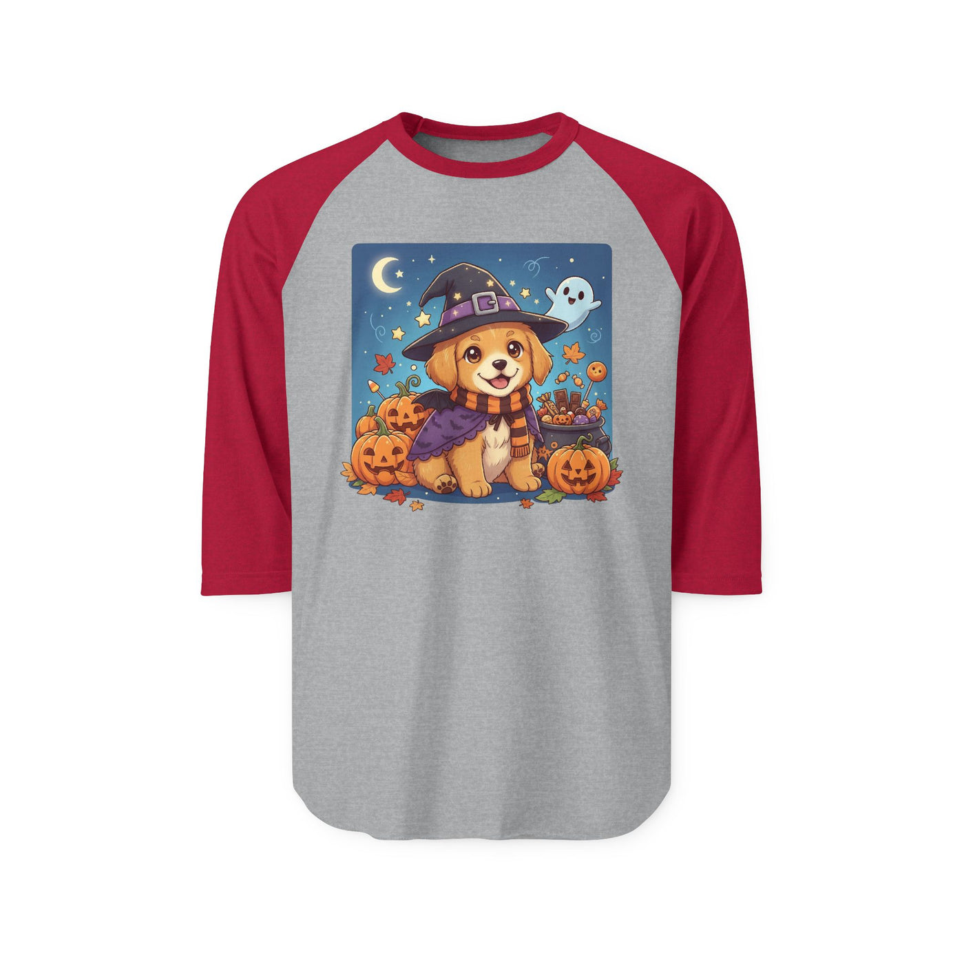 Halloween cute puppy anime style 6 Raglan Shirt, Cute Pet Shirt, Fall Apparel, Unisex Halloween Outfit, Gift for Dog Lovers, Spooky Season Tee