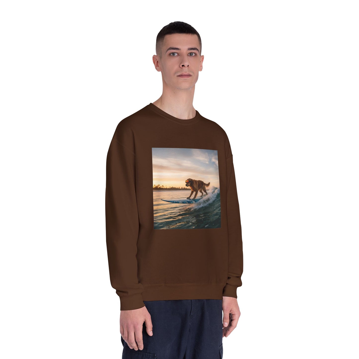 Surfing Dog Graphic Unisex NuBlend Crewneck Sweatshirt style 2