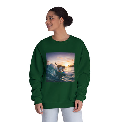 Surfing Cat Unisex NuBlend Crewneck Sweatshirt style 2