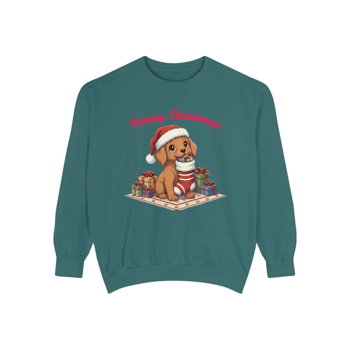 Puppy wait for Christmas presents Unisex Crewneck Sweatshirt style 2