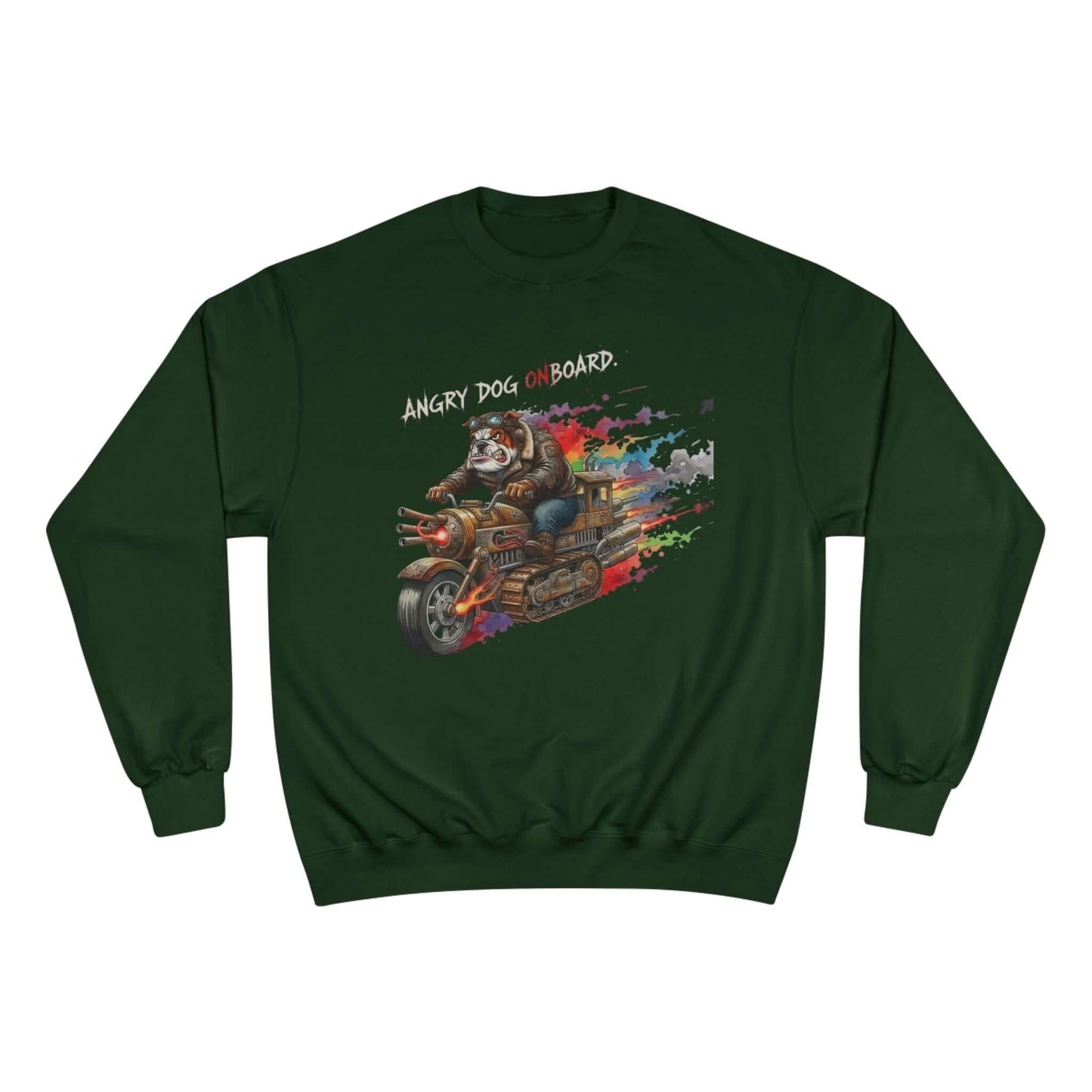 Angry Dog Onboard Graphic Champion Crewneck Sweatshirt style 1